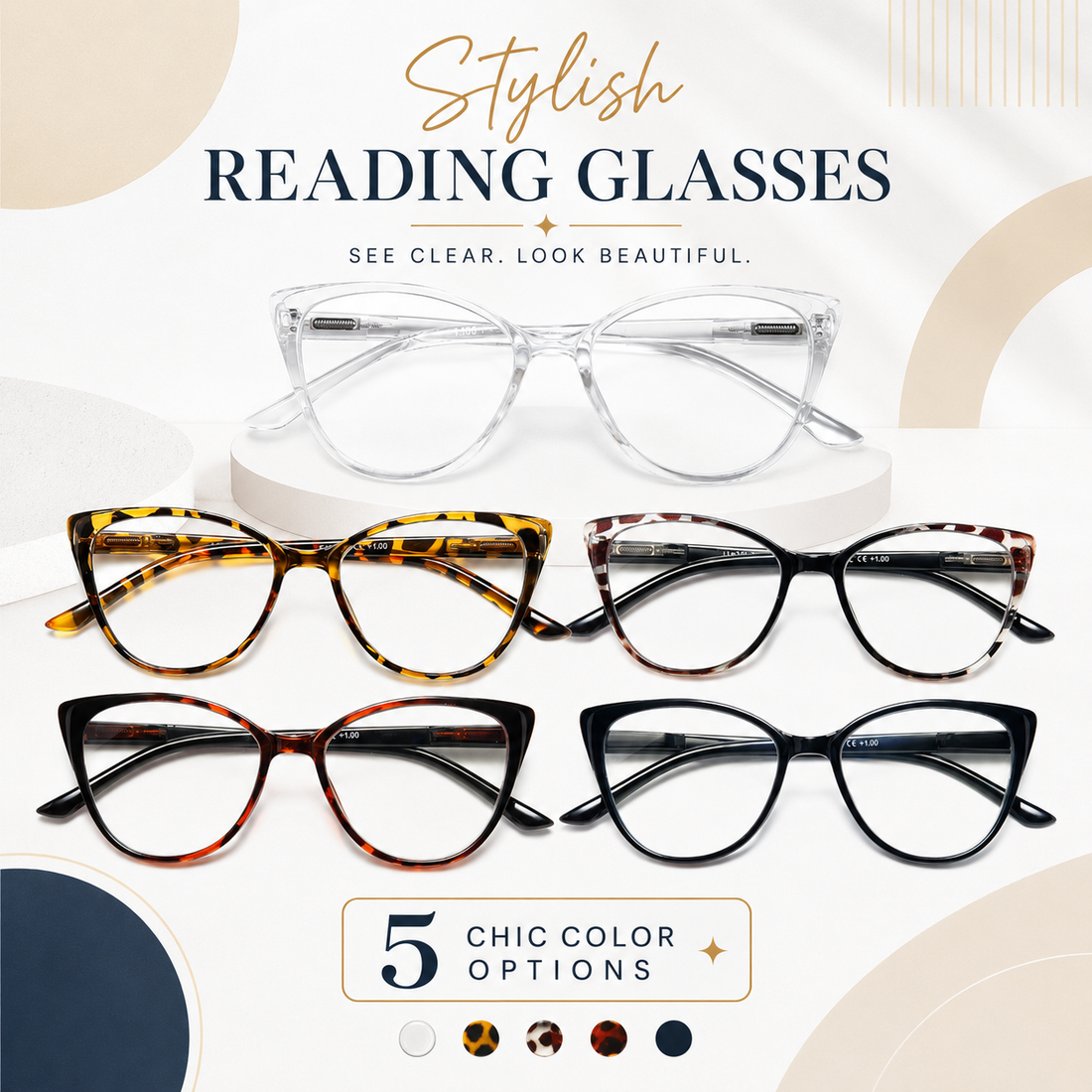 5-Pack Fashion Cat-Eye Blue-Light Readers for Women - product photo 2