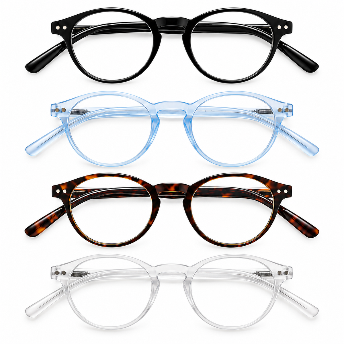 5-Pack Round Blue-Light Readers for Men & Women