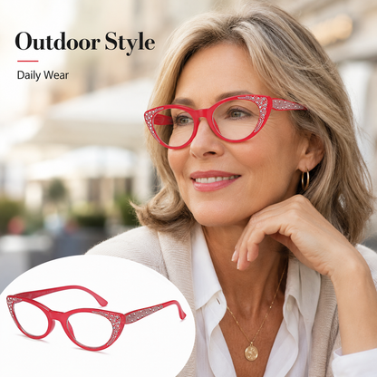 EYEURL Cat Eye Reading Glasses for Women Blue Light Blocking 4 Pack Computer Readers Spring Hinge Anti UV Fashion Lightweight Frames Eyeglasses