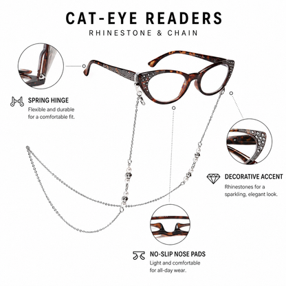 EYEURL Cat Eye Reading Glasses for Women – 3 Pack Blue Light Blocking Fashion Readers with Spring Hinges, Anti-Glare and UV Protection Eyewear