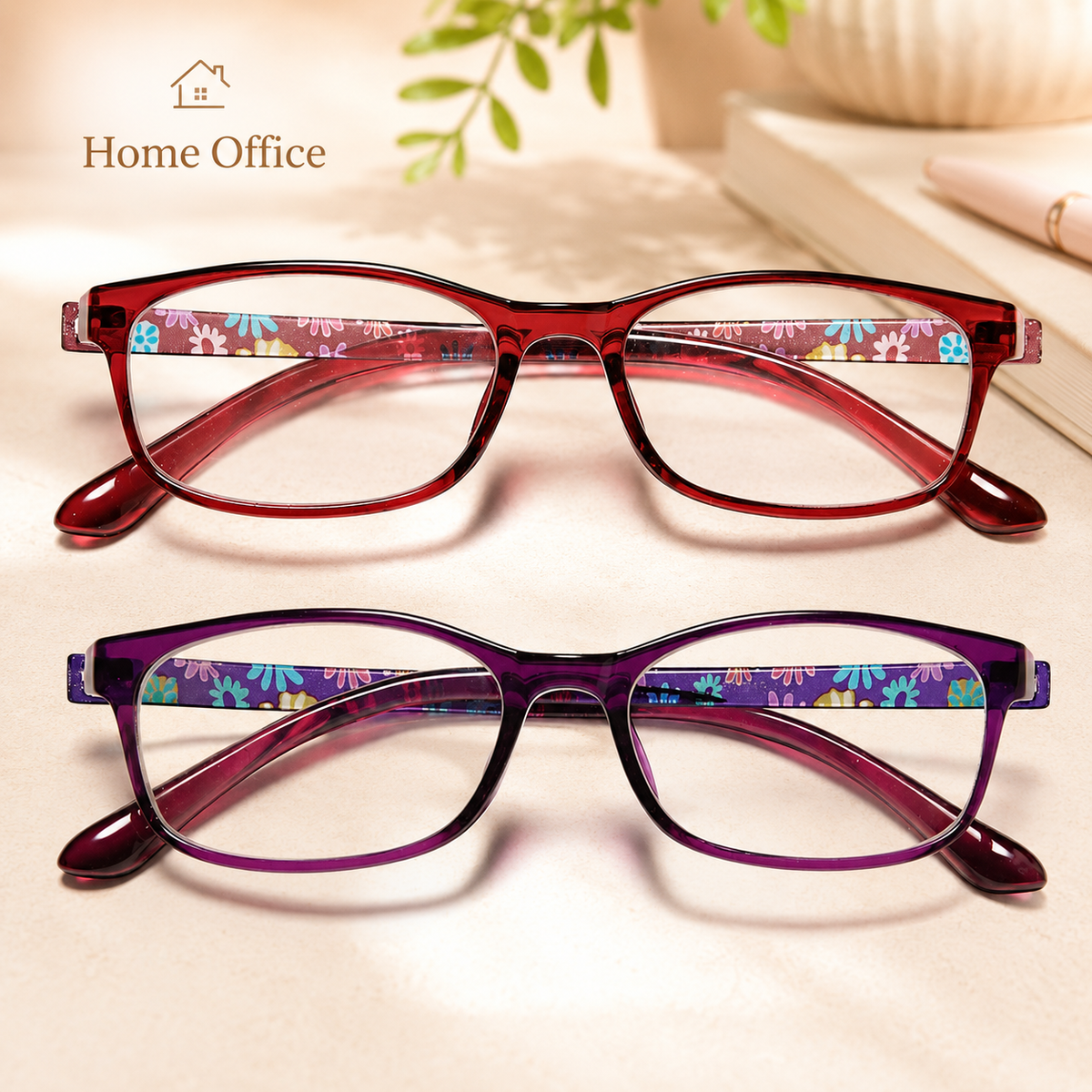 2-Pack Full-Rim Blue-Light Readers for Women – Purple & Red - product photo 1