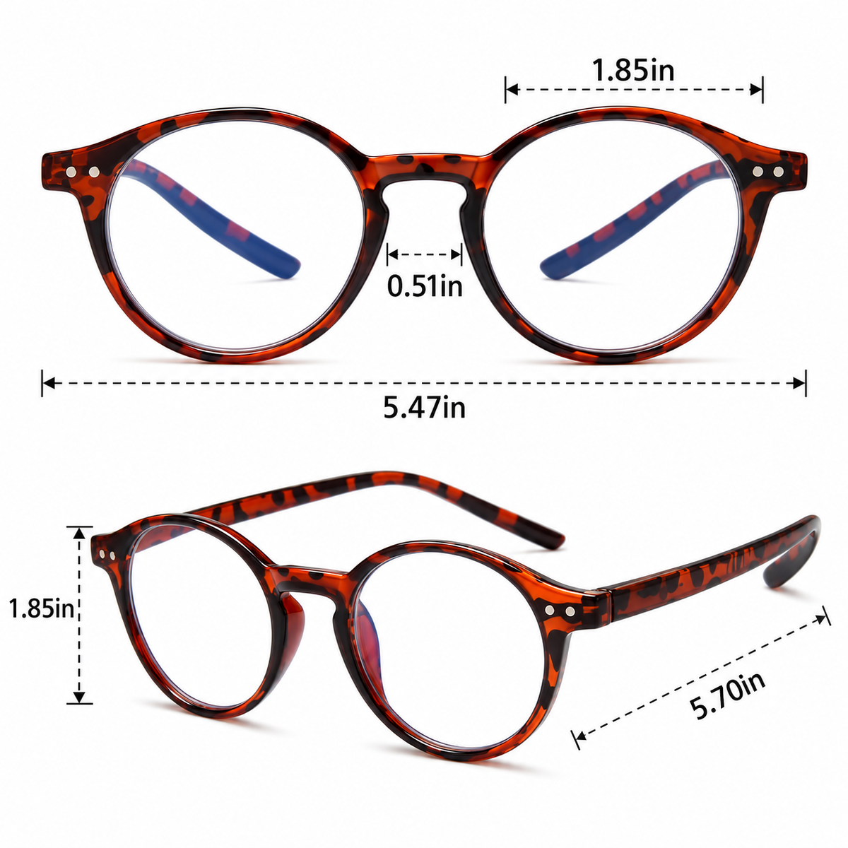4-Pack Round Blue-Light Readers for Men & Women – Retro - product photo 4