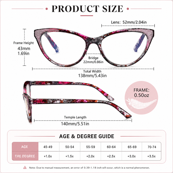 Cat Eye Reading Glasses for Women, Eyeglasses, Blue Light Readers for Women, Computer Eye Glasses, Cheaters, Stylish Glitter Frame for All Face Shapes