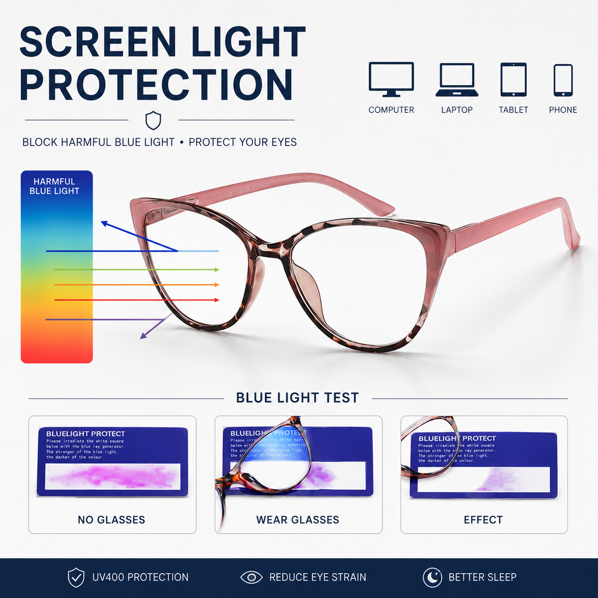 5-Pack Fashion Cat-Eye Blue-Light Readers for Women - product photo 8
