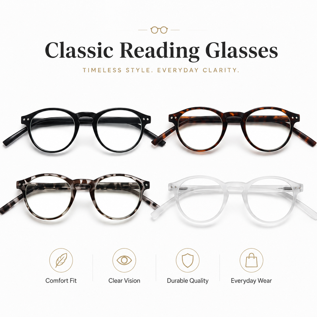 4-Pack Round Blue-Light Readers for Men & Women - product photo 2