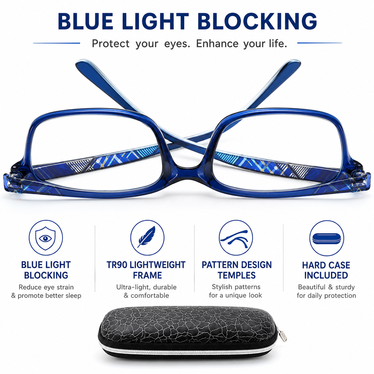 EYEURL 2 Pack Blue Light Blocking Reading Glasses for Women – Lightweight TR90 Frame Readers, Reduce Digital Eyestrain