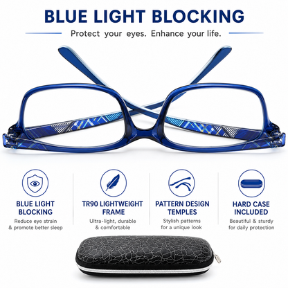 EYEURL 2 Pack Blue Light Blocking Reading Glasses for Women – Lightweight TR90 Frame Readers, Reduce Digital Eyestrain