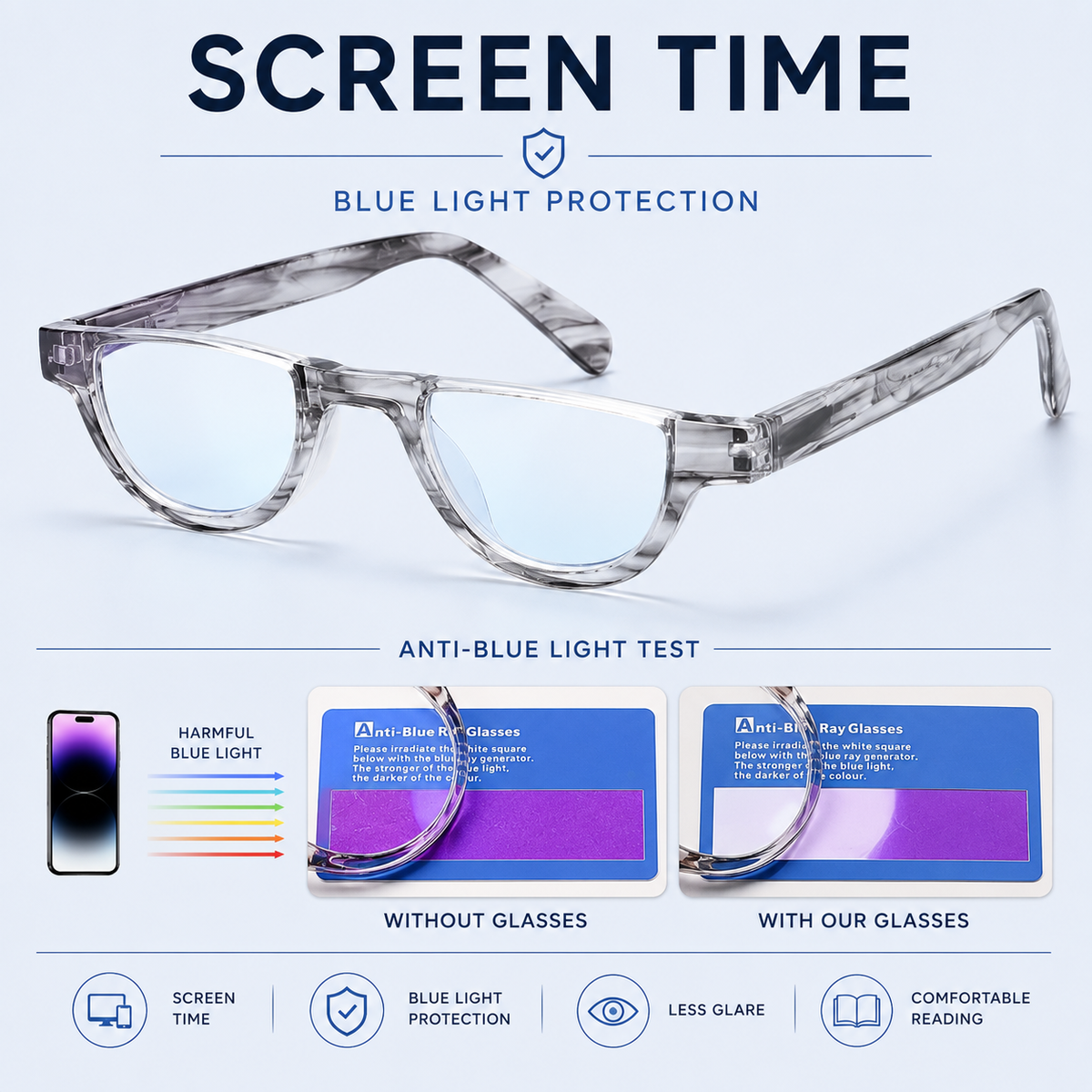 4-Pack Vintage Semi-Rimless Blue-Light Readers for Men - product photo 7