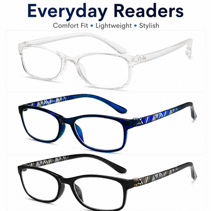 EYEURL Reading Glasses for Women-Blue Light Blocking For Men Women-3 Pack Computer Readers 0.0 Spring Hinge Anti UV Ray/Eye Strain/Glare Eyeglasses