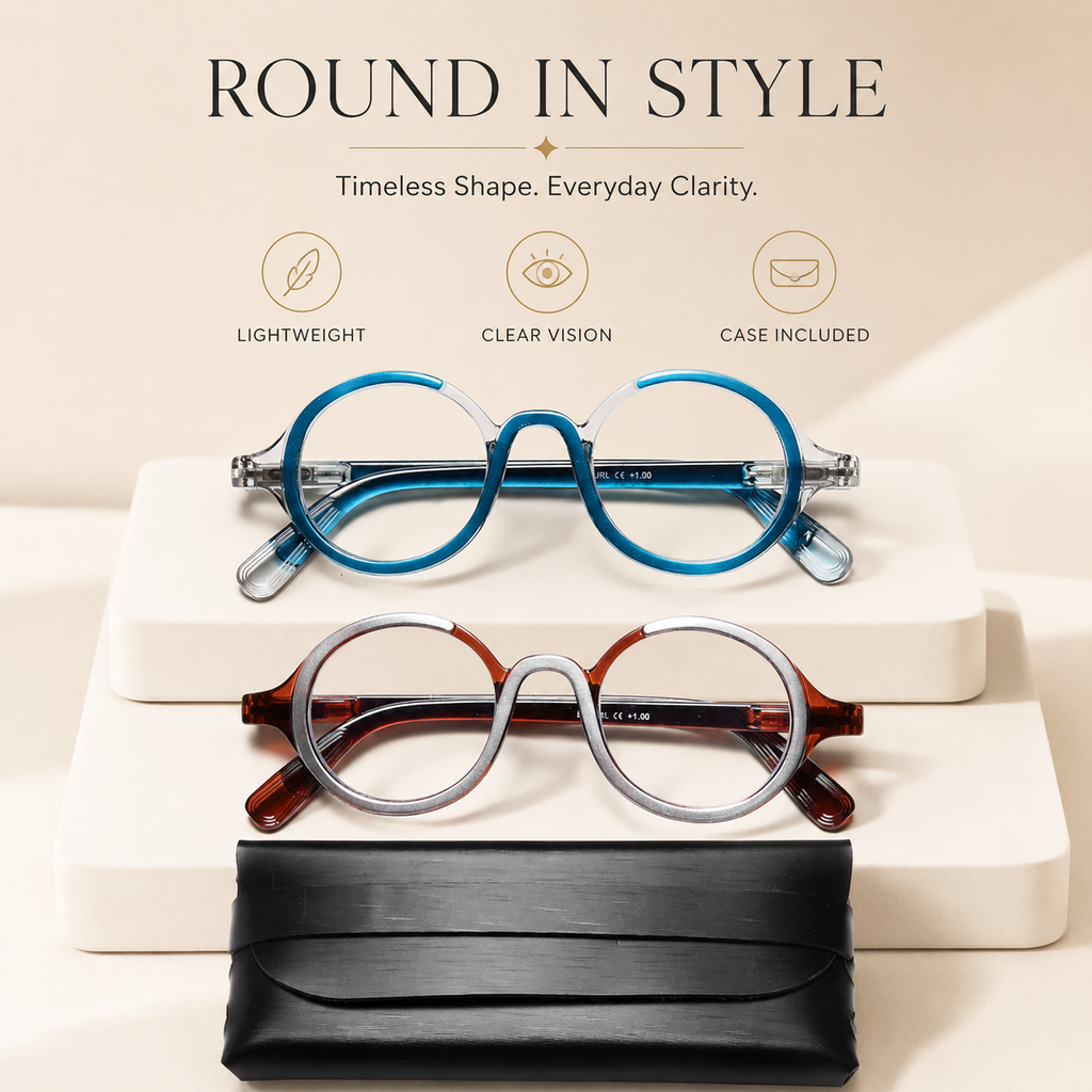 Stylish Retro Round Reading Glasses – Unisex Blue Light Blocking Readers with Spring Hinges for Comfortable Computer Use