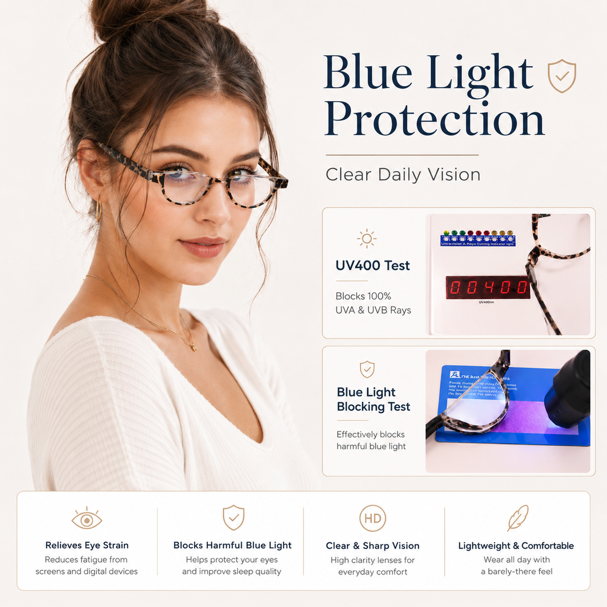 5-Pack Fashion Semi-Rimless Blue-Light Readers for Women - product photo 8