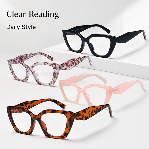EYEURL Cat Eye Reading Glasses for Women Oversized Blue Light Blocking Readers Fashion Oprah Style Eyeglasses