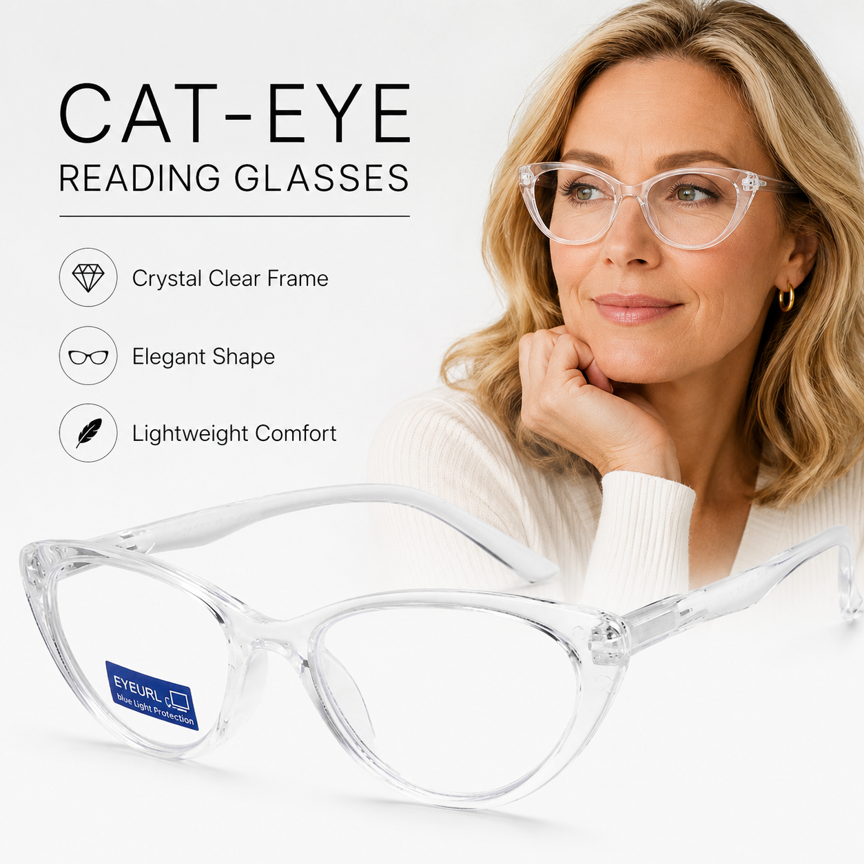EYEURL Fashion Cat Eye Reading Glasses for Women – 4 Pack Blue Light Blocking Computer Readers, Anti-Glare UV Protection Eyewear