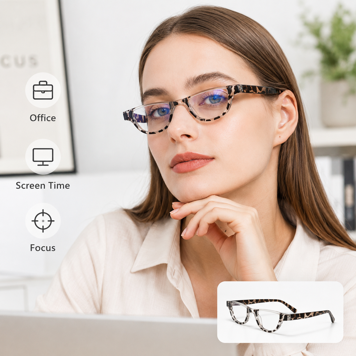 4-Pack Fashion Semi-Rimless Blue-Light Readers for Women - product photo 4