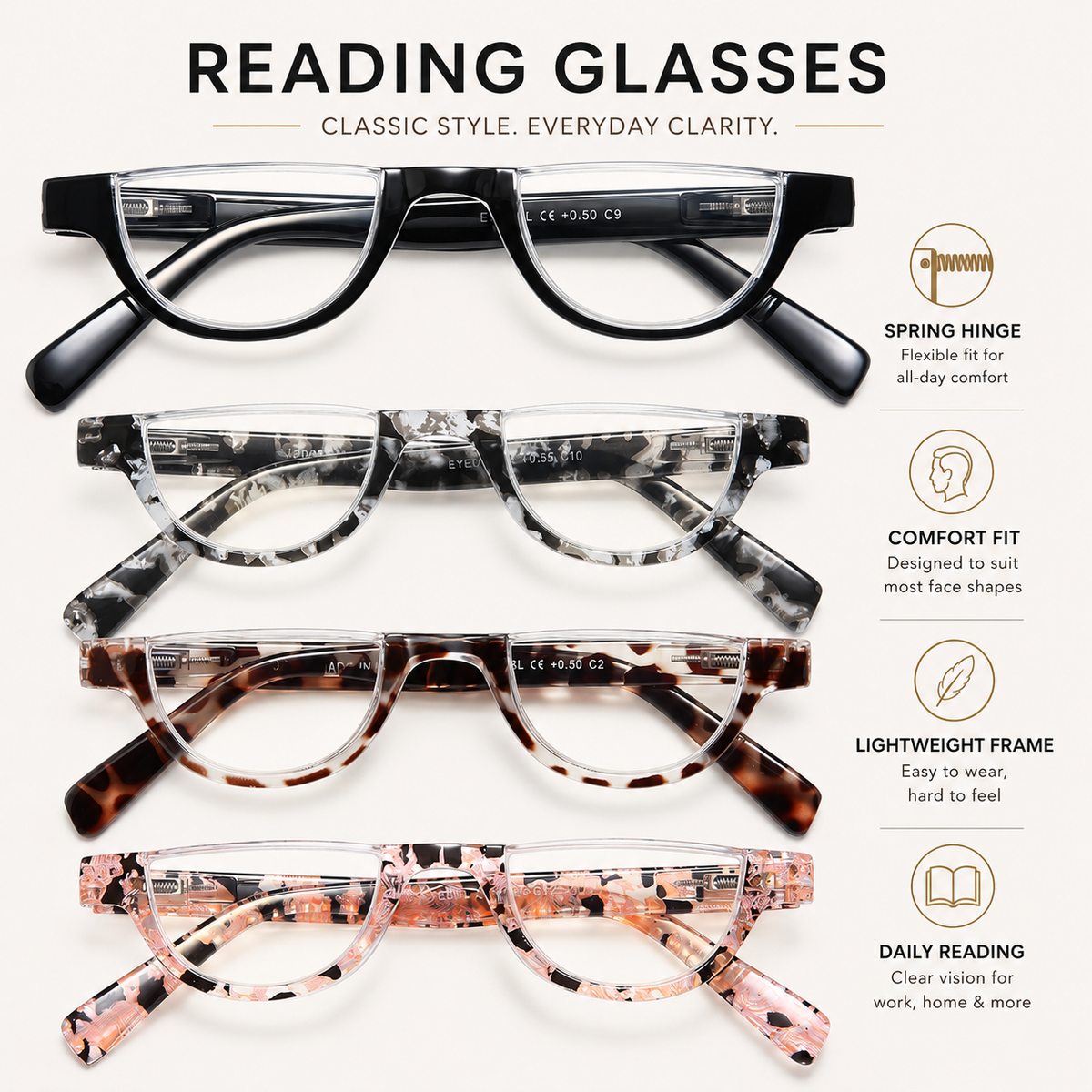 4-Pack Fashion Semi-Rimless Blue-Light Readers for Women - product photo 3