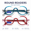 Retro Round Reading Glasses for Men and Women – Blue Light Blocking Computer Readers with Spring Hinges, Anti Eye Strain Stylish Color Frame Design