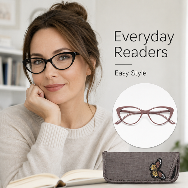 EYEURL Cat Eye Reading Glasses for Women – 2 Pack Stylish Blue Light Blocking Readers with Spring Hinge, Anti Glare & UV Protection