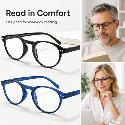 EYEURL 4-Pack Small Round Reading Glasses for Women Men Neck Hanging Blue Light Blocking Eyeglasses TR90 Readers for Women