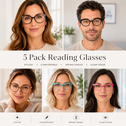 EYEURL 5 Pack Reading Glasses for Women-Cat Eye Blue Light Blocking Readers Fashion Computer Glasses with Spring Hinge Anti-Glare Readers for Women