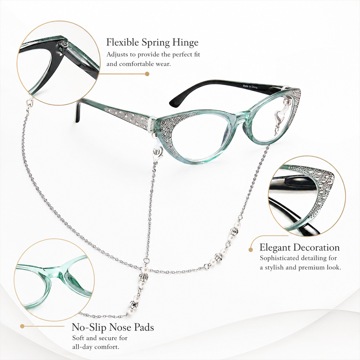 EYEURL Cat Eye Reading Glasses for Women – 3 Pack Blue Light Blocking Computer Readers with Spring Hinges, Lightweight Anti-Glare Eyeglasses