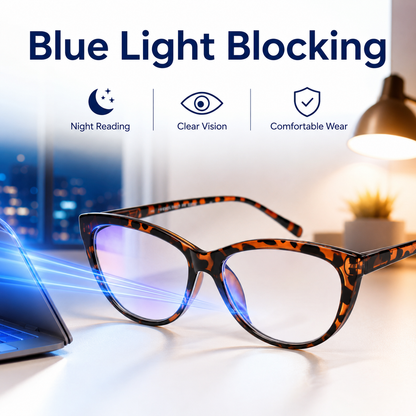 EYEURL Fashion Cat Eye Reading Glasses for Women – 4 Pack Lightweight Blue Light Blocking Readers with Spring Hinges, Anti-UV Computer Eyeglasses