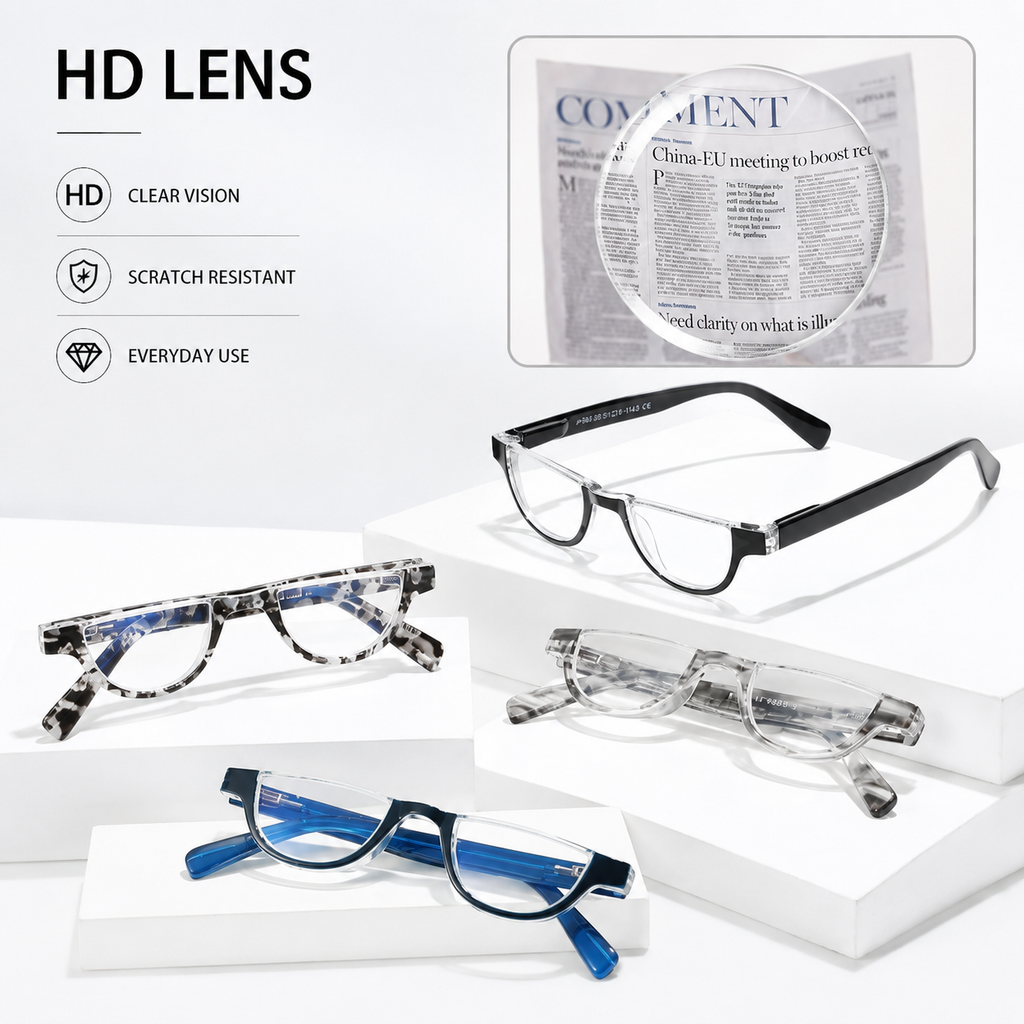 EYEURL Half Frame Reading Glasses for Women-4 Pack Blue Light Glasses Fashion Computer Readers for Women Anti UV Ray Eyeglasses with Spring Hinges
