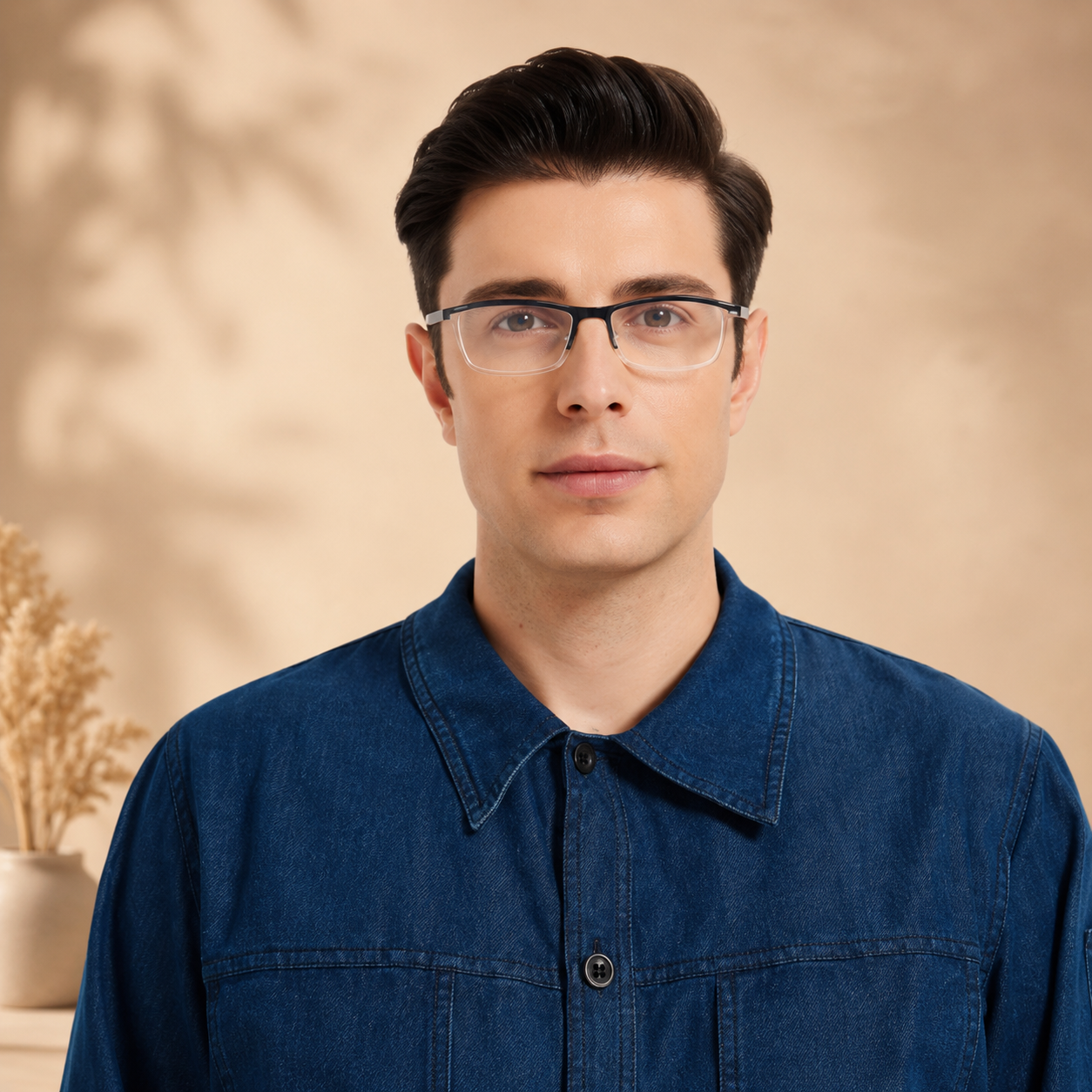 EYEURL Fashion Half Frame Reading Glasses – 4 Pack Blue Light Blocking Rectangle Semi-Rimless Eyeglasses for Men and Women with Spring Hinges