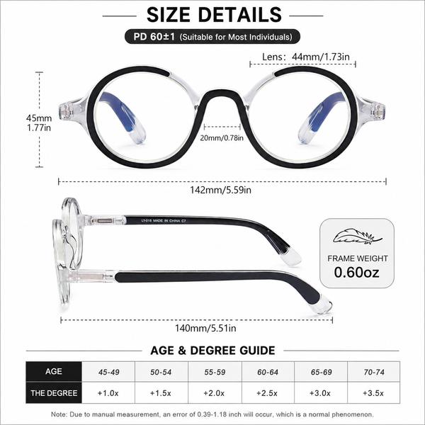 Blue Light Blocking Retro Round Readers for Men & Women – Anti Eye Strain Computer Glasses with Durable Spring Hinges and Trendy Color Frames