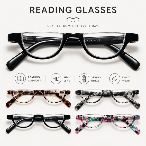 EYEURL Half Frame Reading Glasses for Women – 4 Pack Blue Light Blocking Computer Readers with Spring Hinges, Stylish Anti-UV Eyeglasses for Office and Daily Use