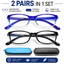 EYEURL Lightweight Reading Glasses for Women – 2 Pack Blue Light Blocking TR90 Frame Readers for Work and Daily Use