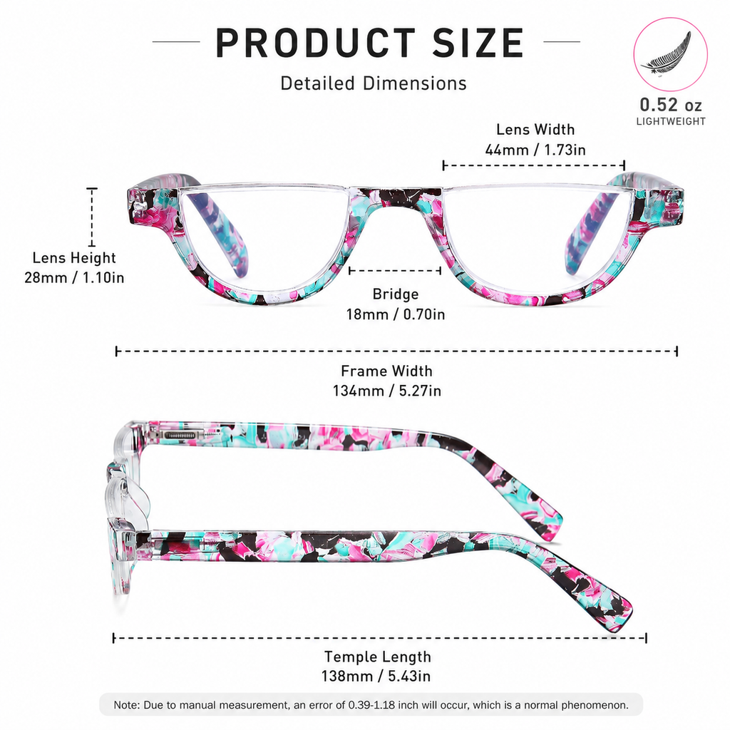 EYEURL Half Frame Reading Glasses women-4 Pack Blue Light Blocking Glasses Fashion Rimless Computer Readers for women/men