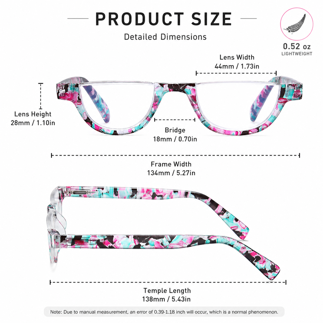 EYEURL Half Frame Reading Glasses women-4 Pack Blue Light Blocking Glasses Fashion Rimless Computer Readers for women/men