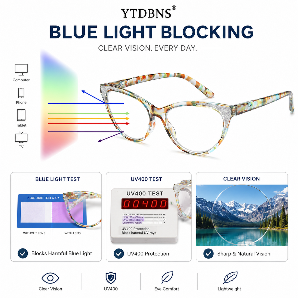 Cat Eye Reading Glasses for Women – Blue Light Blocking Computer Readers with Stylish Glitter Frame, Comfortable Eyeglasses for All Face Shapes