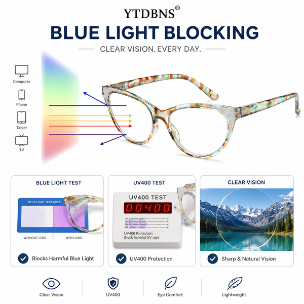 Cat Eye Reading Glasses for Women – Blue Light Blocking Computer Readers with Stylish Glitter Frame, Comfortable Eyeglasses for All Face Shapes