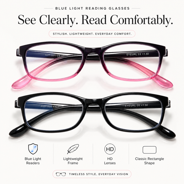 EYEURL 2 Pack Reading Glasses for Women – Blue Light Blocking TR90 Frame Readers, Lightweight Anti Eyestrain Computer Eyewear