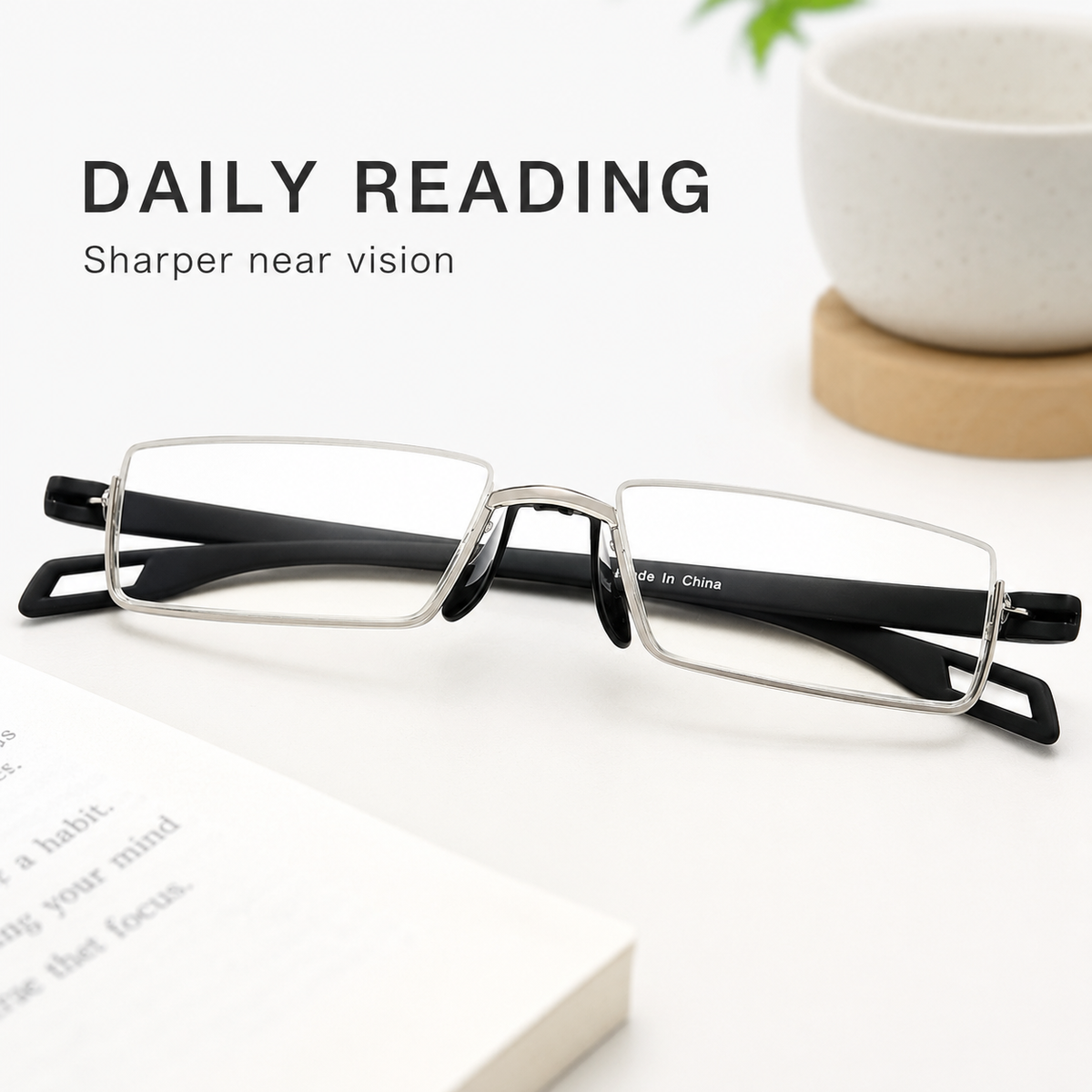 Semi-Rimless Blue-Light Readers for Men & Women – Black - product photo 8
