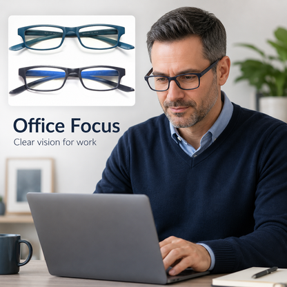 EYEURL Blue Light Blocking Neck Hanging Reading Glasses – 2 Pack Computer Readers for Women and Men with Spring Hinges, Practical Anti-Glare Eyewear