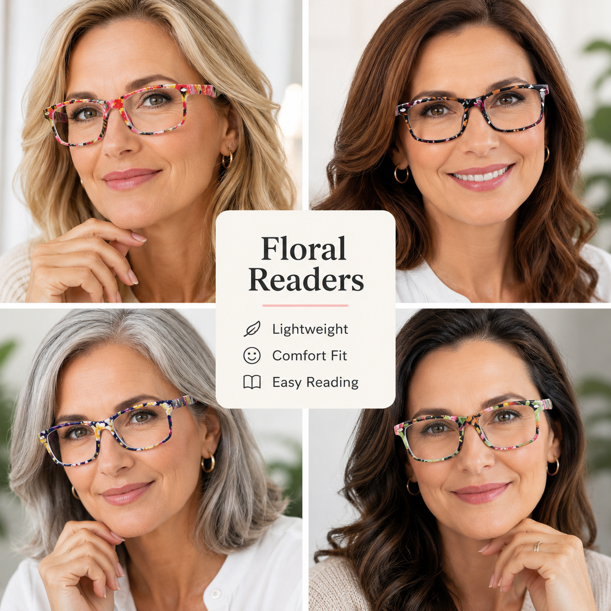 Fashion Reading Glasses for Women – Blue Light Blocking Ladies Readers, Lightweight Stylish Cheaters for Clear Vision