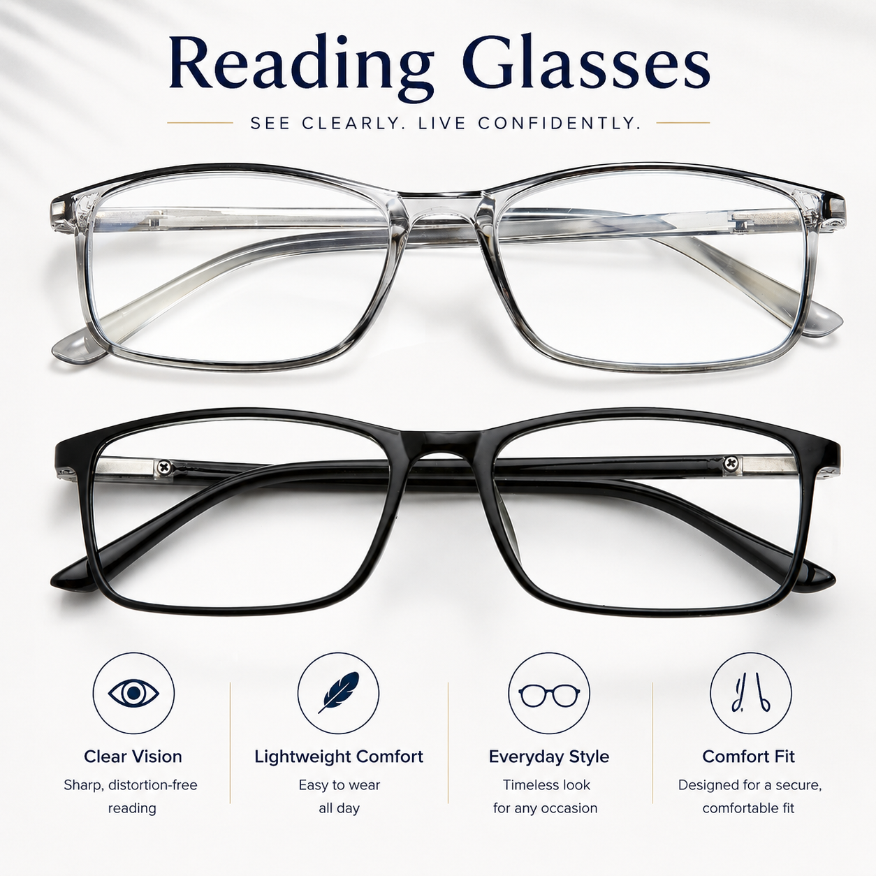 Unisex Professional Reading Glasses – Blue Light Filter Computer Readers with Spring Hinges, Anti Glare and UV Protection Lenses