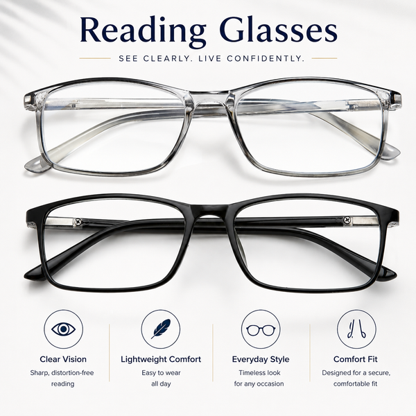 Unisex Professional Reading Glasses – Blue Light Filter Computer Readers with Spring Hinges, Anti Glare and UV Protection Lenses