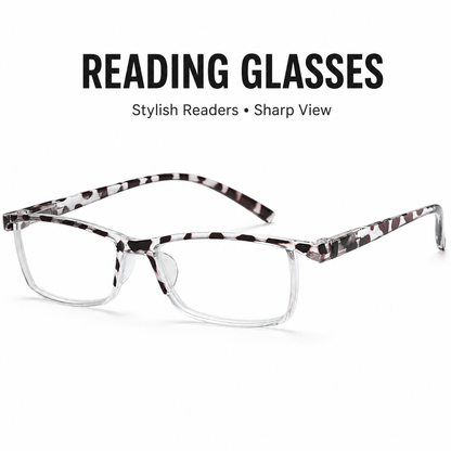 EYEURL Fashion Half Frame Reading Glasses – 4 Pack Blue Light Blocking Rectangle Semi-Rimless Eyeglasses for Men and Women with Spring Hinges