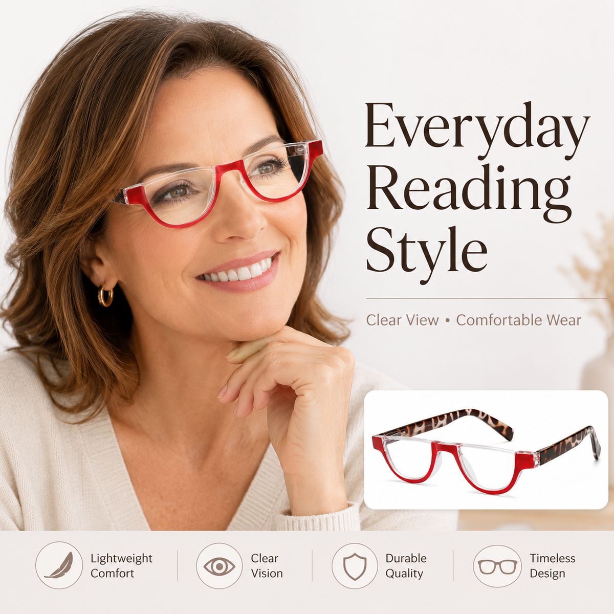 5-Pack Fashion Semi-Rimless Blue-Light Readers for Women - product photo 5