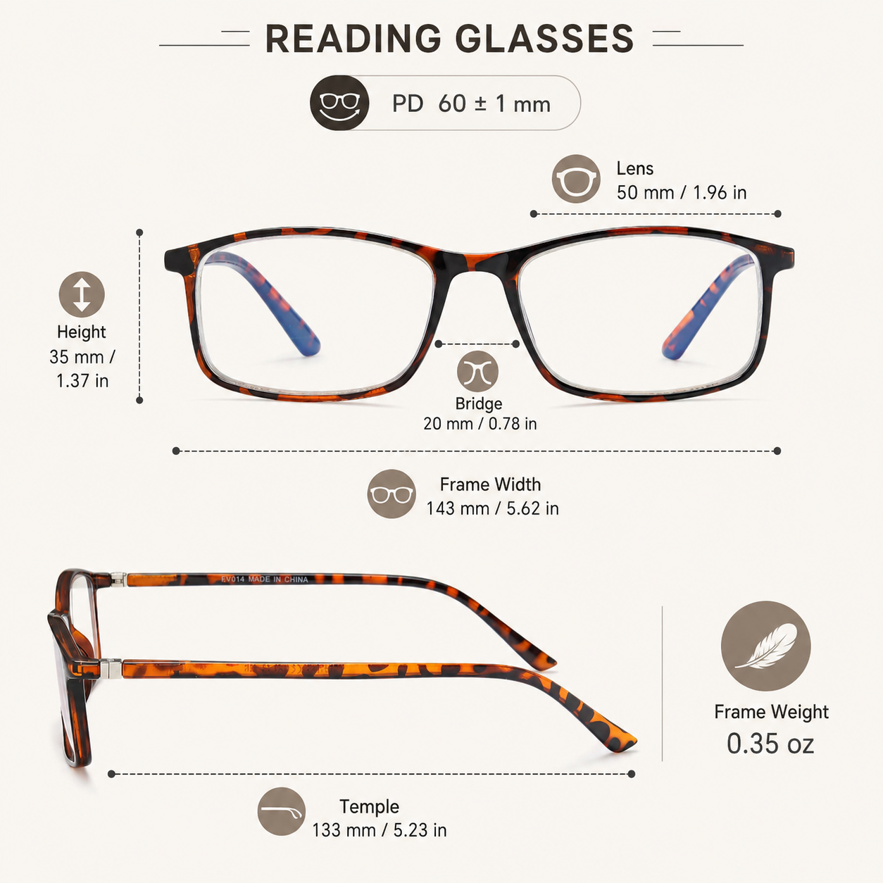 Professional Reading Glasses for Men/Women, Blue Light Blocking Computer Readers with Spring Hinges for Glare and UV Protection