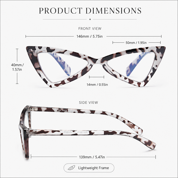 EYEURL Oversized Cat Eye Reading Glasses for Women – 4 Pack Blue Light Blocking Computer Readers with Spring Hinges, Anti Eyestrain and UV Protection Eyewear