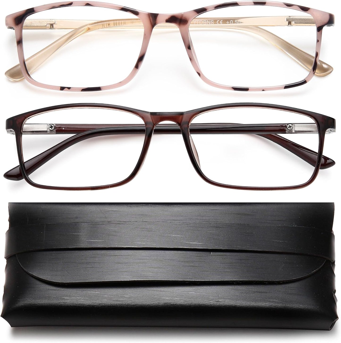 Reading Glasses for Men and Women, Blue Light Blocking Readers, Lightweight Rectangular Frame, Spring Hinge, Clear Vision, Stylish Eyeglasses,0.5