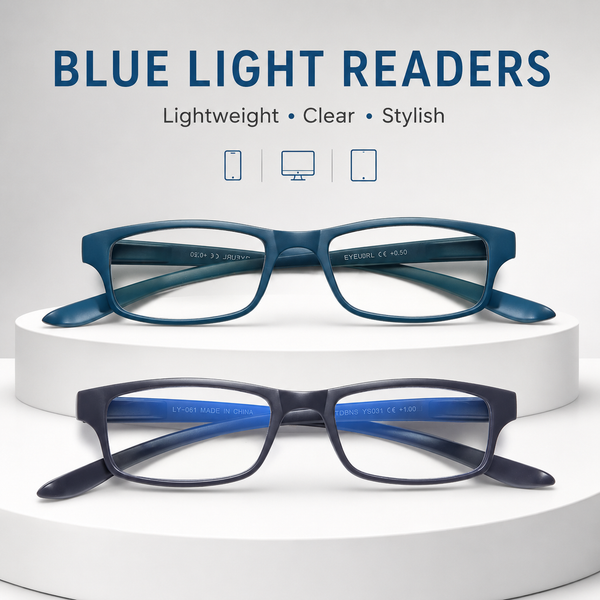EYEURL Blue Light Blocking Neck Hanging Reading Glasses – 2 Pack Computer Readers for Women and Men with Spring Hinges, Practical Anti-Glare Eyewear