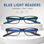 EYEURL Blue Light Blocking Neck Hanging Reading Glasses – 2 Pack Computer Readers for Women and Men with Spring Hinges, Practical Anti-Glare Eyewear