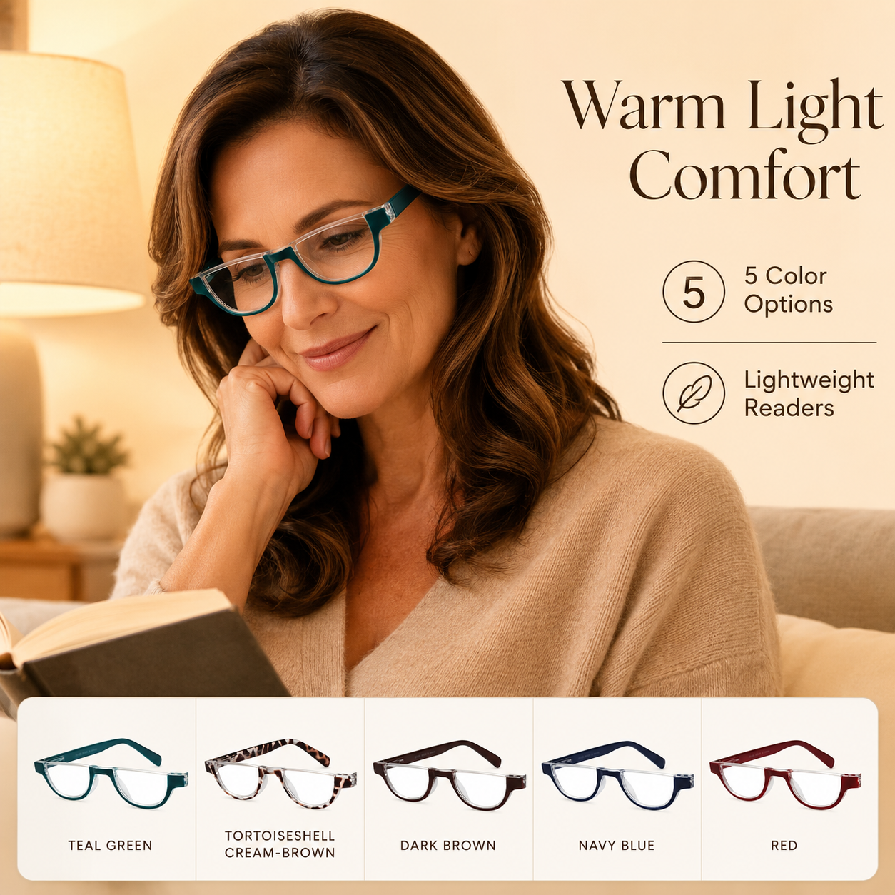 EYEURL Half Frame Reading Glasses for Women – 5 Pack Blue Light Blocking Rimless Computer Readers with Spring Hinges, Anti-UV Stylish Eyewear
