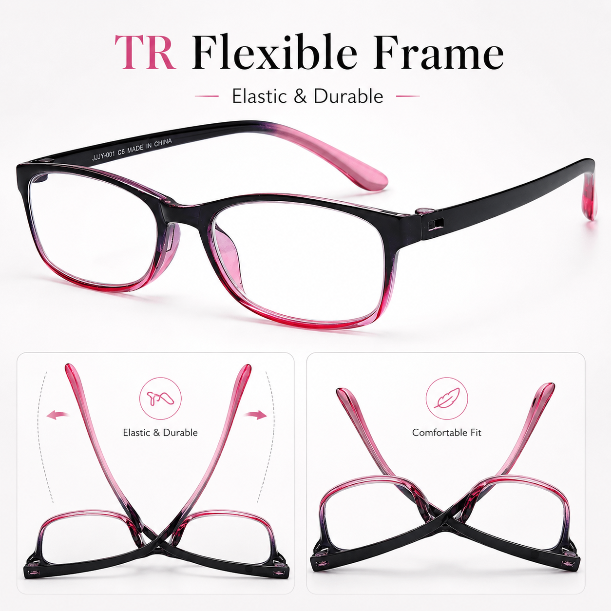 EYEURL 2 Pack Reading Glasses for Women – Blue Light Blocking TR90 Frame Readers, Lightweight Anti Eyestrain Computer Eyewear