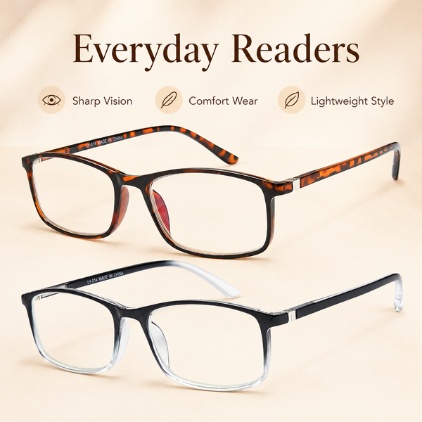 Professional Reading Glasses for Men/Women, Blue Light Blocking Computer Readers with Spring Hinges for Glare and UV Protection